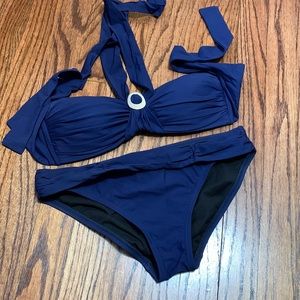 2Bamboo Underwire Supportive Bathing suit 2 Piece Halter 32B 32C 34B 34C